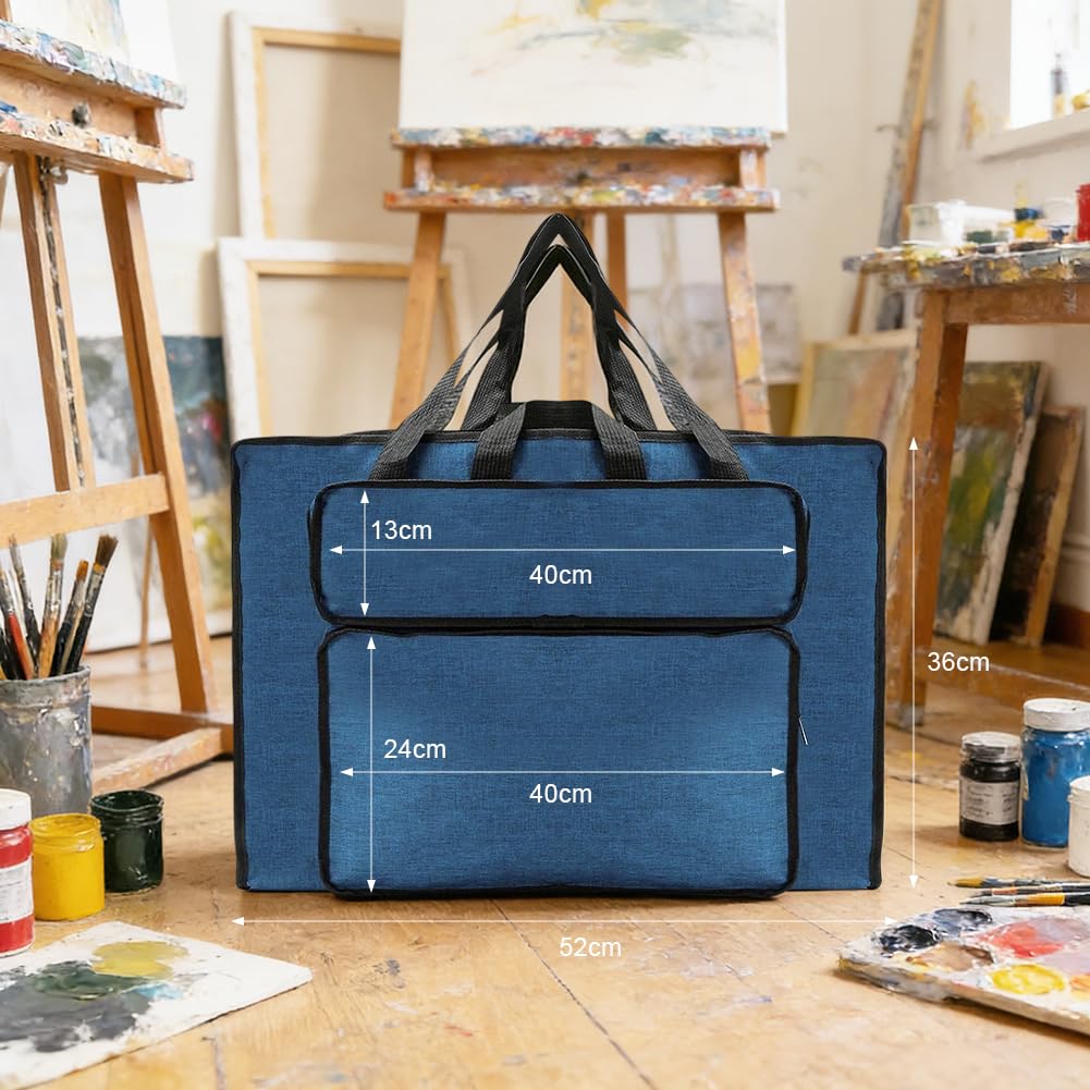 CEWROM Borsa da disegno, formato A3, impermeabile, per tavolo da disegno e schizzi, borsa per il trasporto portatile per bambini e artisti, borsa per tavolo da disegno, cartella per artisti, Blu