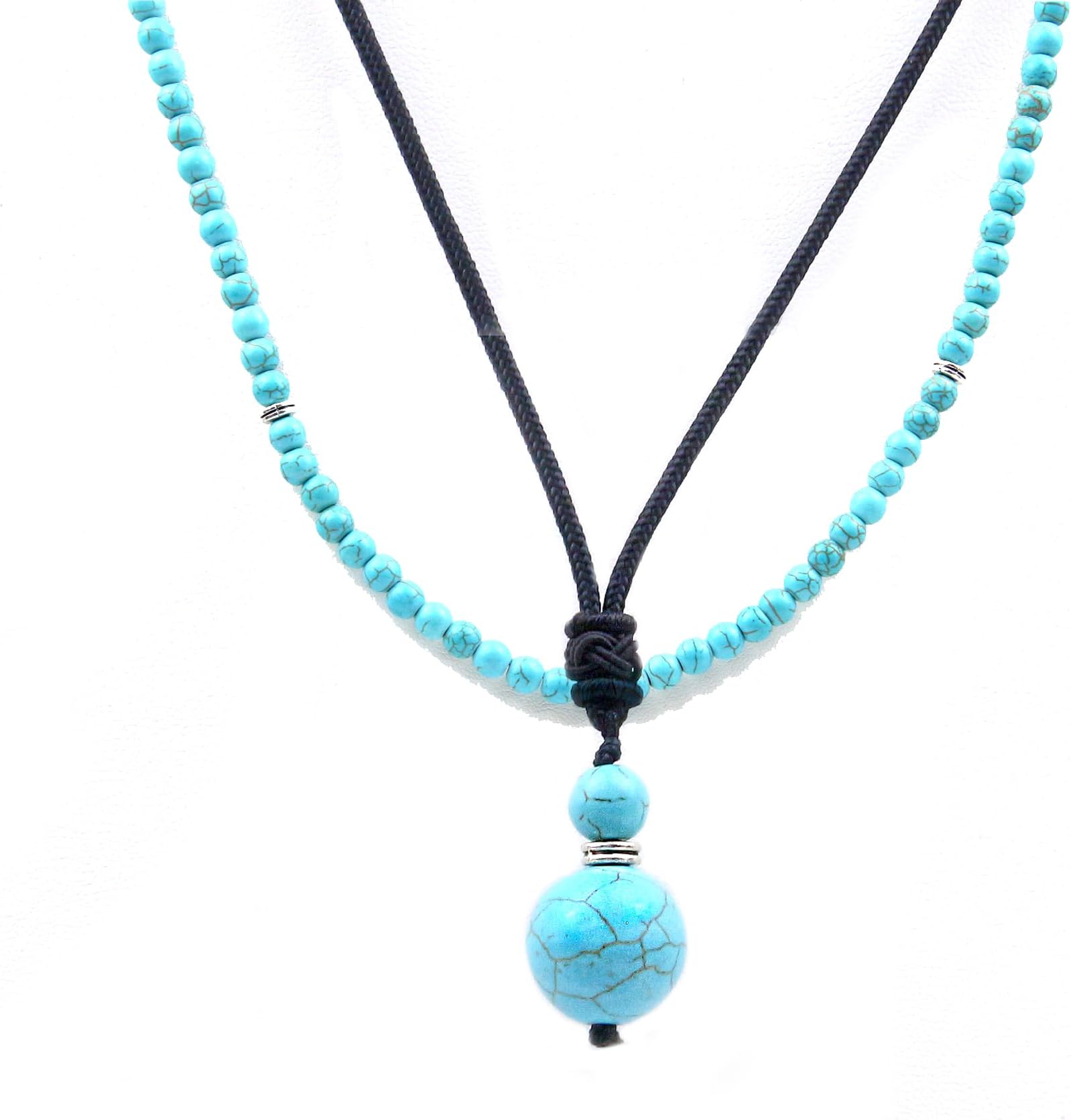 2Pcs Beaded Necklace for Men - Protection Necklace Men Choker Necklaces Obsidian Beads Pendant Jewelry Gifts for Men