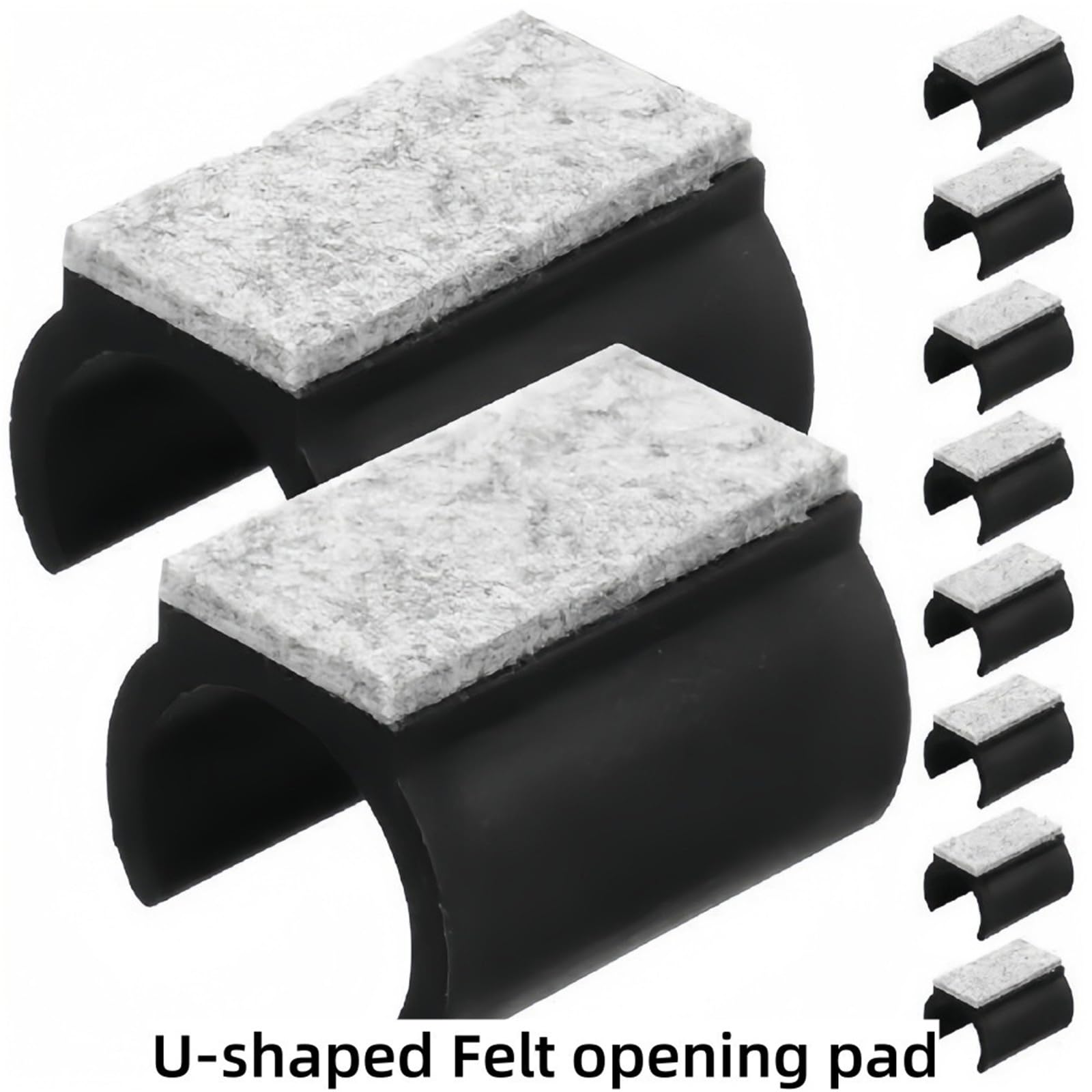 Fieltro Adhesivo Almohadillas de Fieltro for Patas Muebles en Forma U | Cubiertas de protección de piso antirrayas con pies de goma de 8-25 mm(Black-8mm,14.5x9.5x17.5cm)