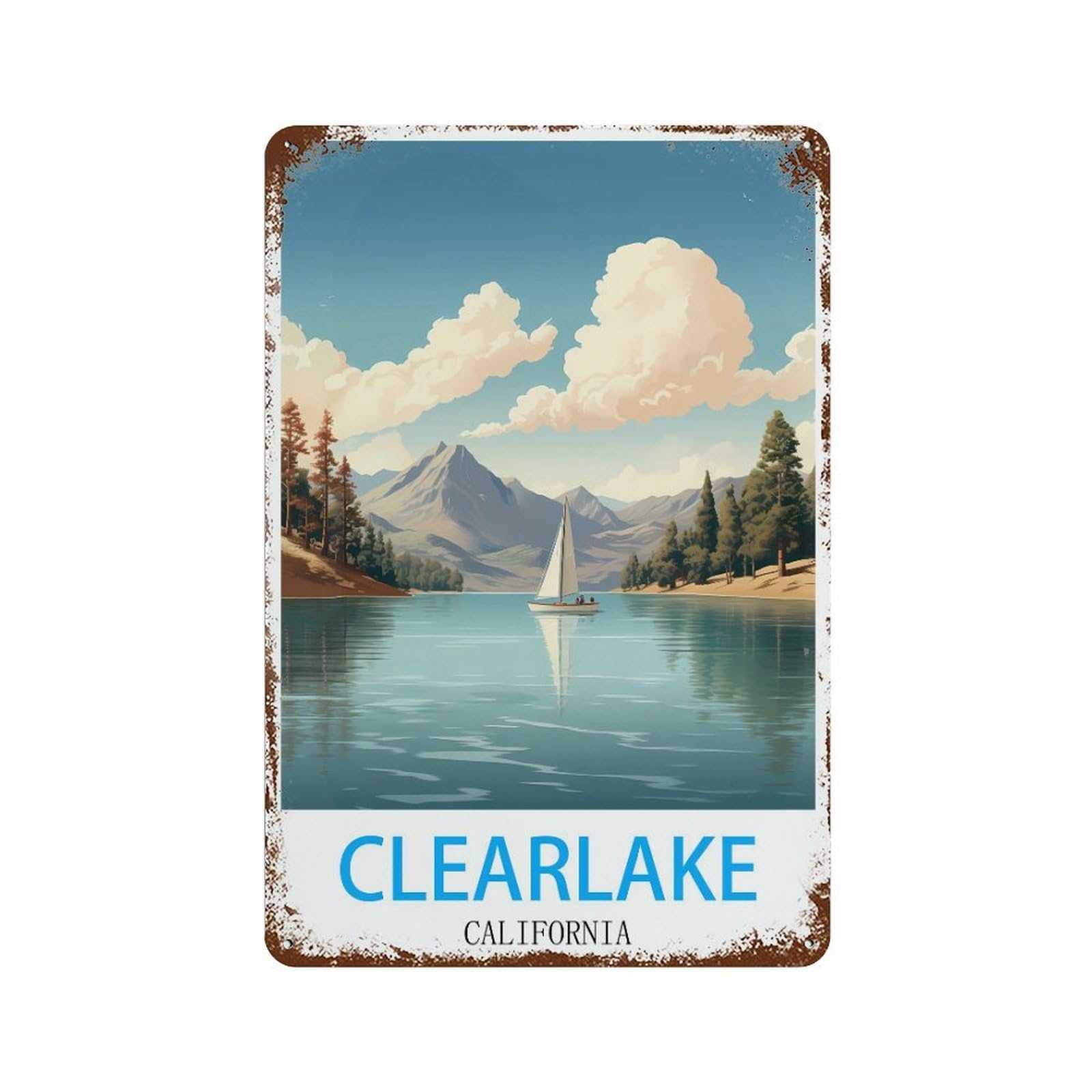 California Retro Design Tin Painting Vintage Tin Sign 08x12inch(20x30cm) Wall Art for Home Office Bedroom Living Room Cafes Wall Decor