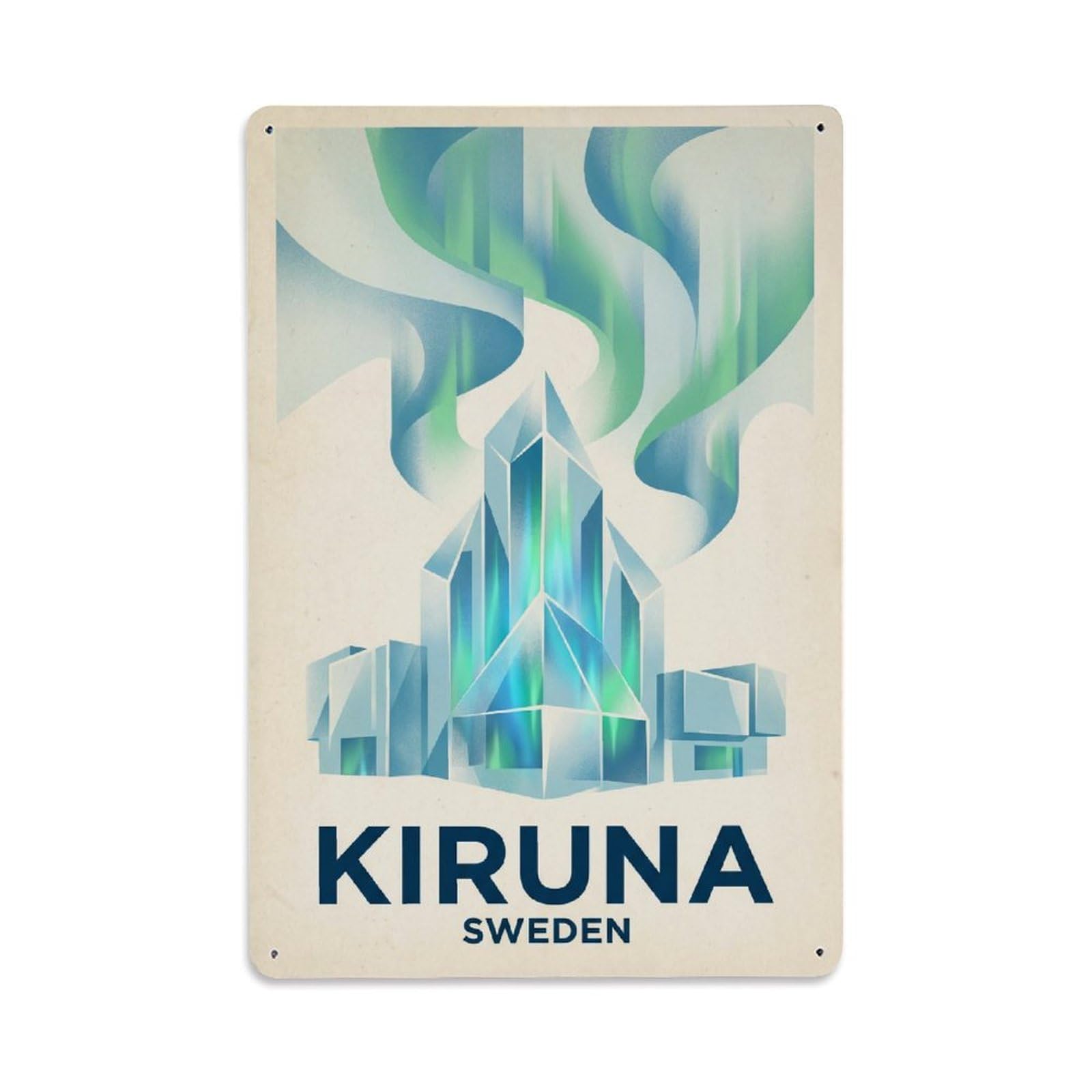 Vintage Sweden Kiruna Travel（1） Metal Tin Sign Plaque Wall Decor for Cafe, Club Bar, Office, Garden Metal Poster 8x12Inch