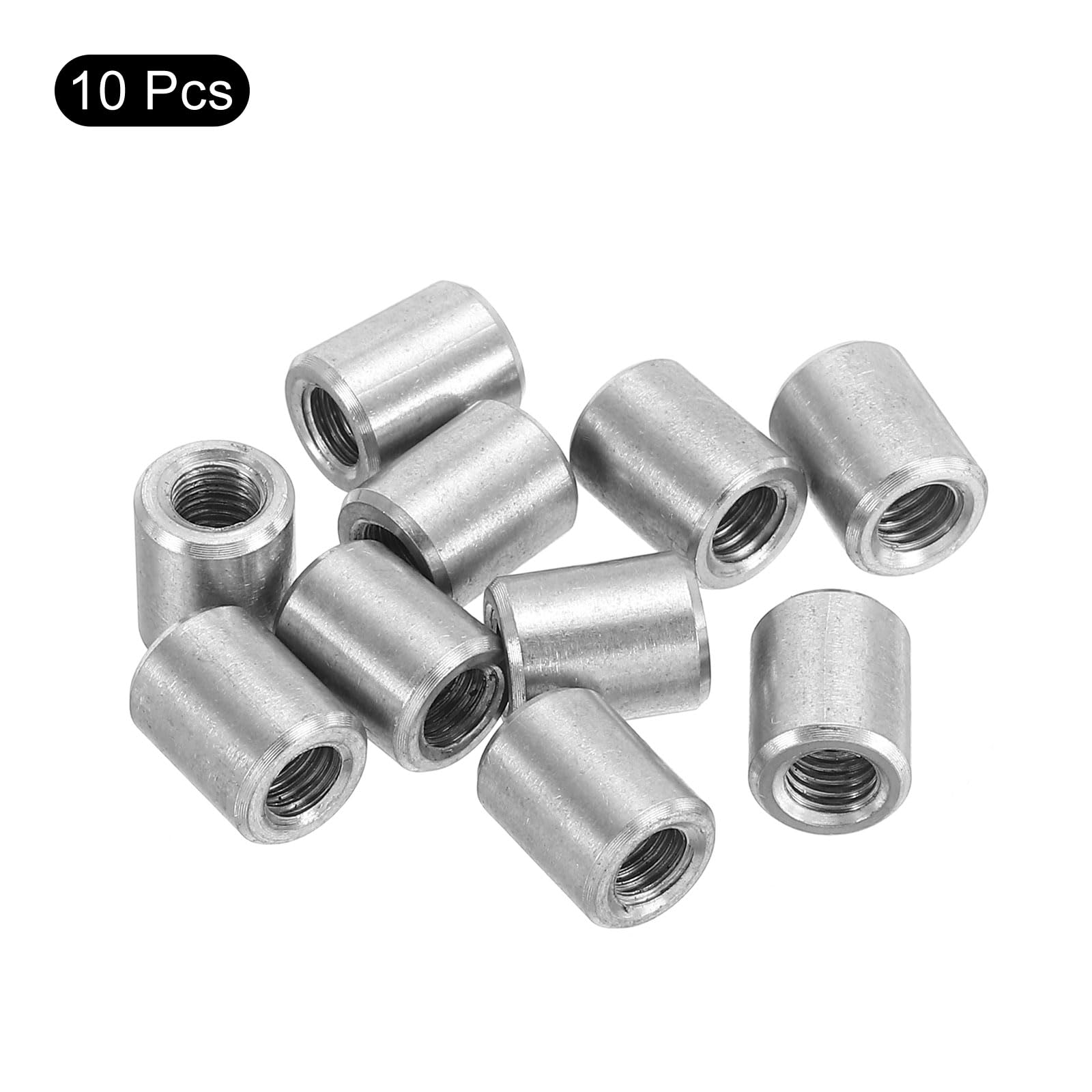 QUARKZMAN 10 dadi di collegamento rotondi M5, in acciaio inox 304, 10 mm/0,39", lunghezza manicotto, dado per staffa, M5 x 10 x 8 mm