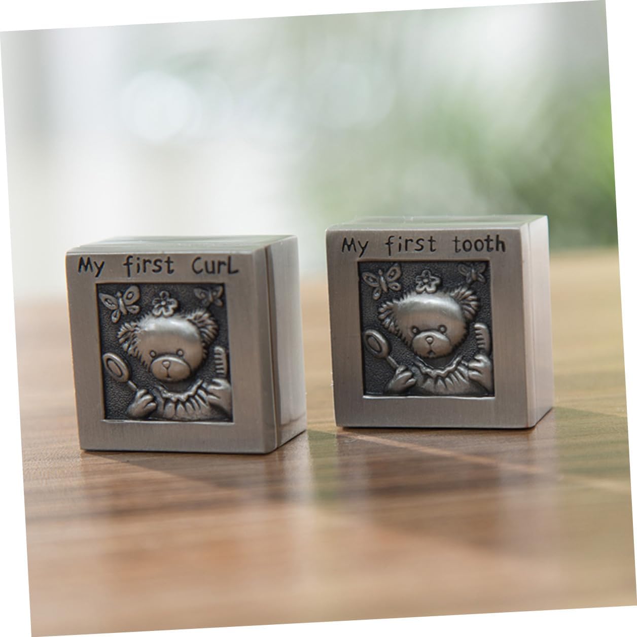 Growth Keepsake Box Metal Memorial Storage Case for Teeth and Fetal Hair Protective Commemorative Organizer for Boys