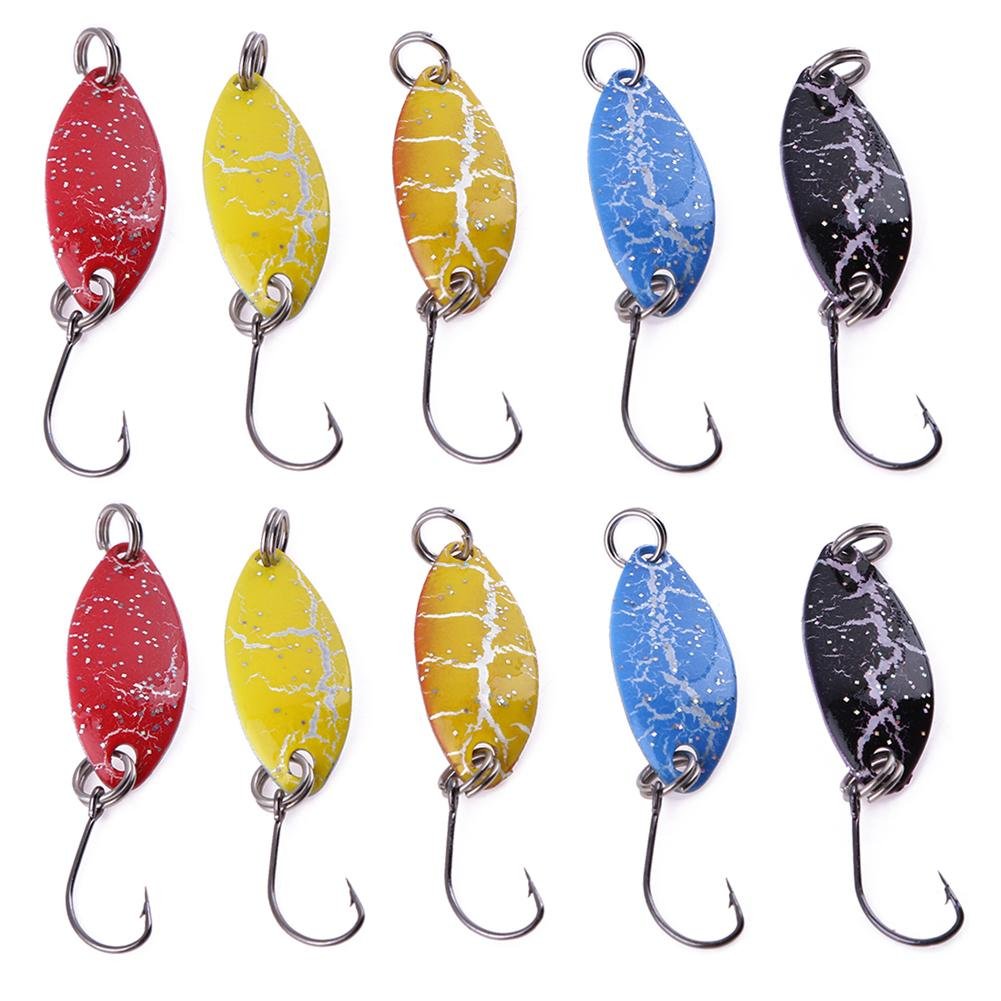 Crazy-Store Hard/Soft Fishing Lure Topwater Swimming Artificial Bionic Bait 10pcs 2.8g/5cm Burst Crack Metal Spinner Spoon Fishing Lures Sequin Baits
