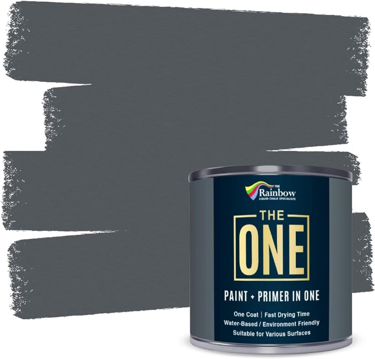 THE ONE All-In-One Paint & Primer - Dark Grey Satin, 1 L | Multi-Surface 1 Coat Formula | Easy Indoor & Outdoor Decorating for Home & Garden Walls, Floors & Furniture | Durable, Water-Based & Low VOC