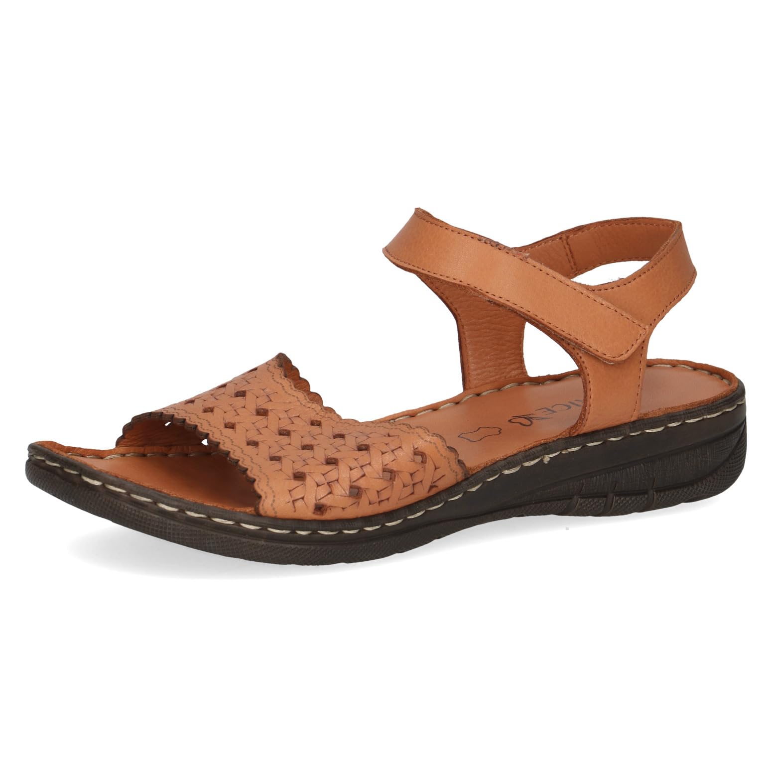 CAPRICE Women's Heeled Leather Sandals Comfortable, Brown (Nut Nappa), 8 UK