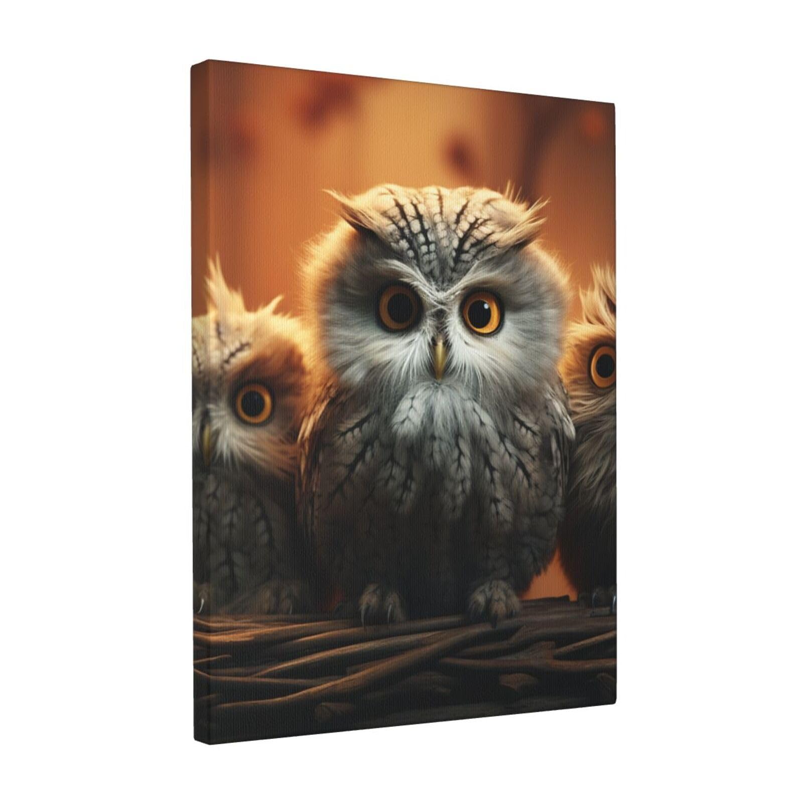 FodPand cute Owl Baby Canvas Wall Art for Living Room Wall Decor 12"x16" Modern Artwork Painting Pictures Hanging Canvas Prints Aesthetic Wall Art for Bedroom Bathroom Office Wallart Decor