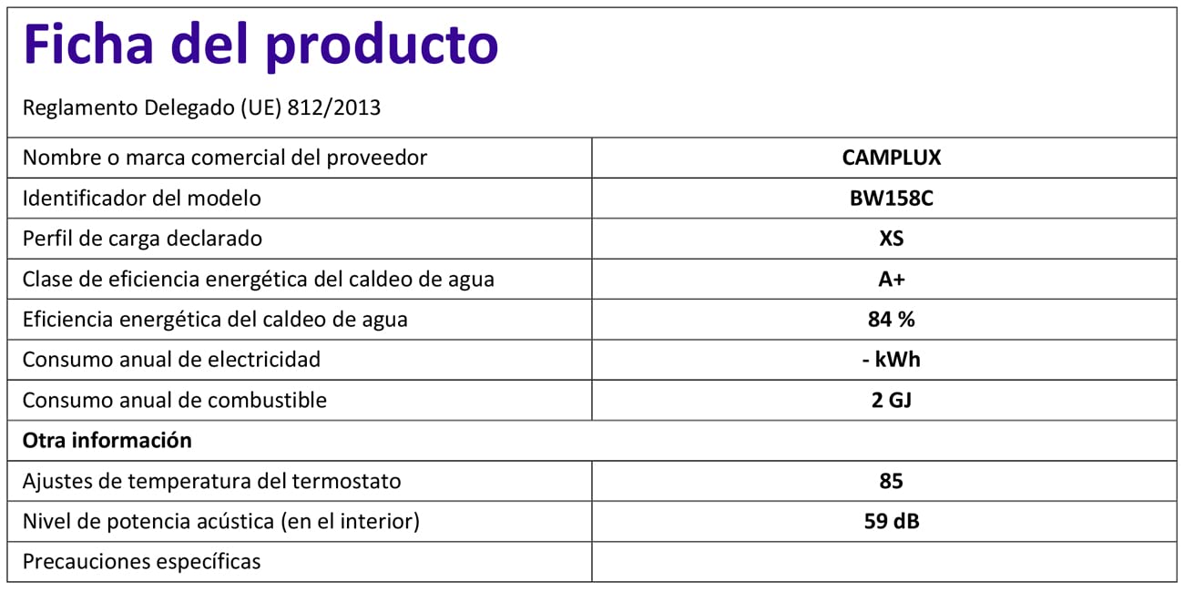 CAMPLUX BW158C Scaldacqua a Gas Tankless, 6 Litri, 12kW, Butano (28-30 mbar) / Propano (37 mbar), per Doccia da Campeggio