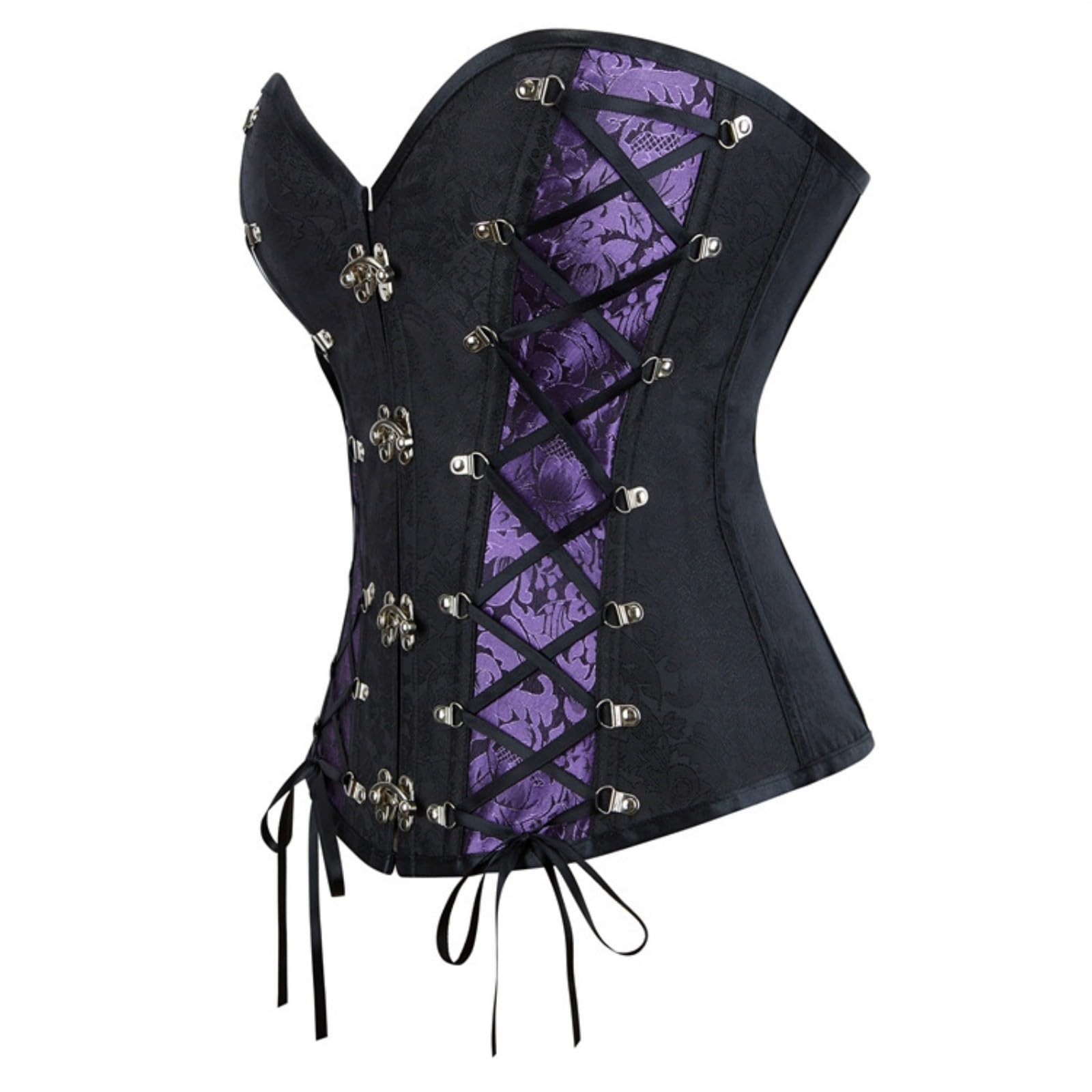 Generico Corsetto Cintura Donna,Corsetto Da Corte Con Catena Corsetto Gotico Aderente Body A Spina Di Pesce Per Halloween Intimo A Corsetto In Vita
