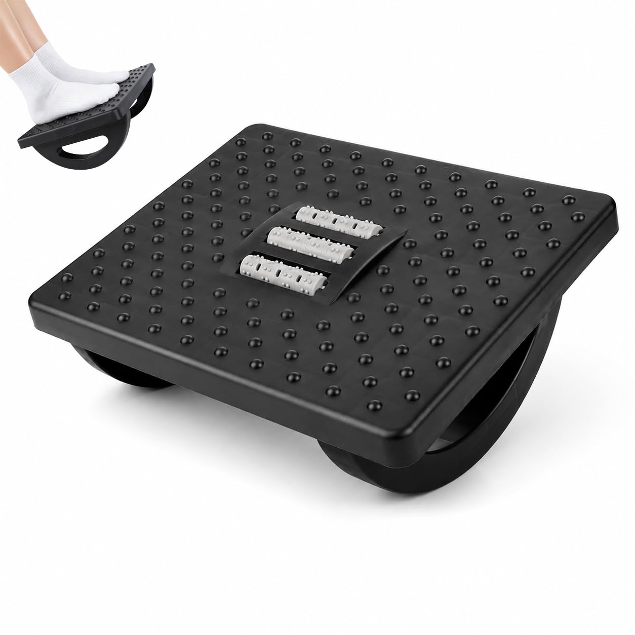 Otopone Rocking Foot Rest Under Desk Roller and Textured Massage Surface Anti Slip Ergonomic Posture Support Footrest for Office and Home