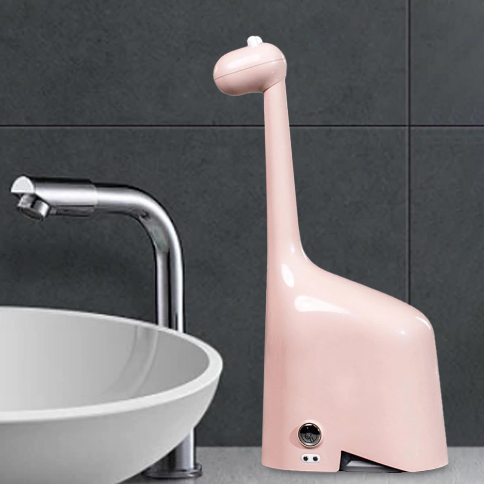 Dispensador de Jabón Automático Sin Contacto, Dispensador de Jabón Espumoso con Forma de Jirafa para Ducha de Baño, Rosa, Individual