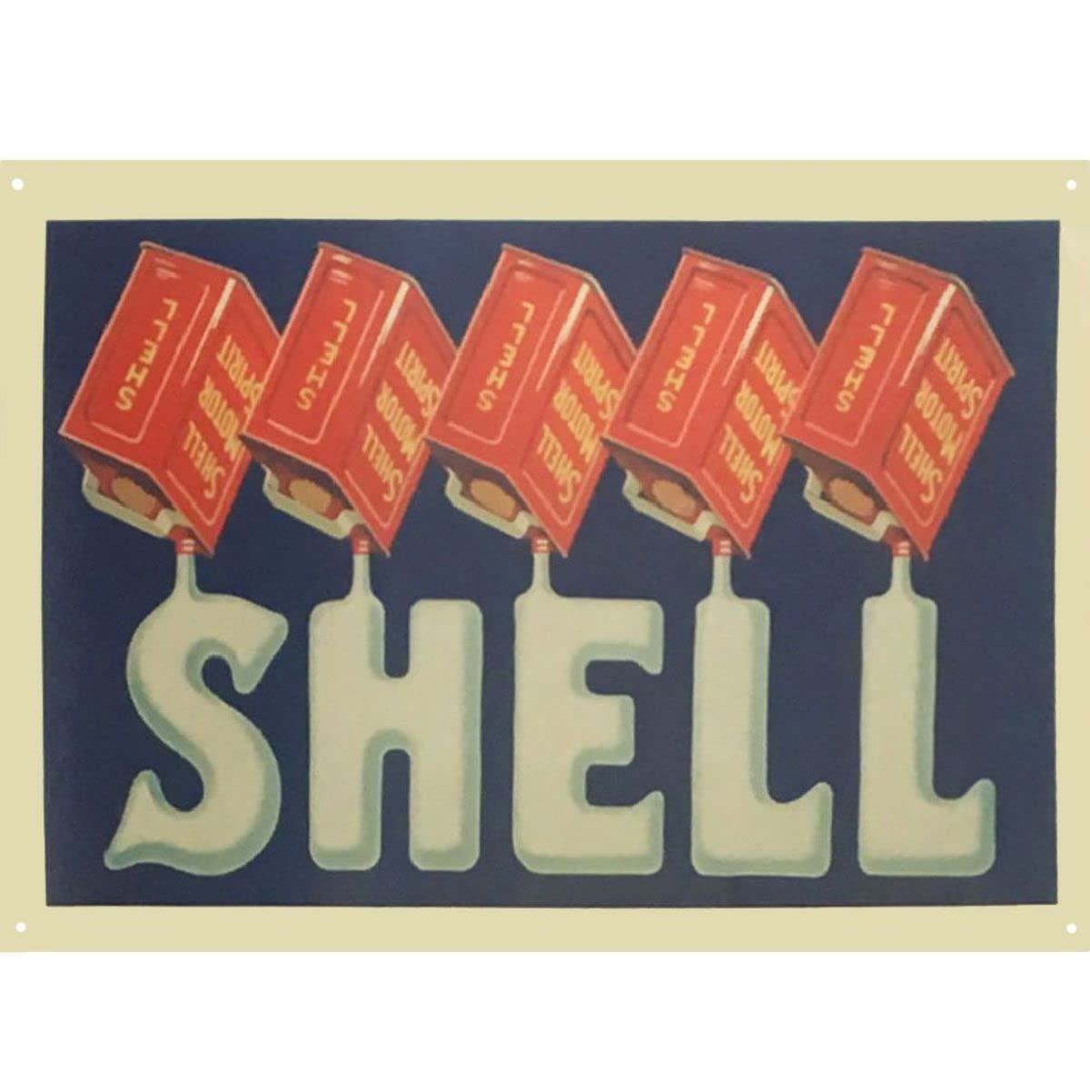 Plaque métallique Shell grand modèle idée cadeau passionné auto