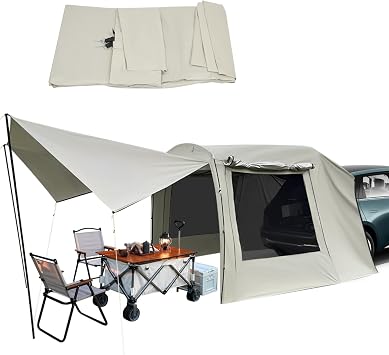 Car Camping Tent, Foldable Car Awning Outdoor Tent, Tailgate Tents for SUV & Mpvs with Storage Bags 9.35 * 7.87 * 6.4ft