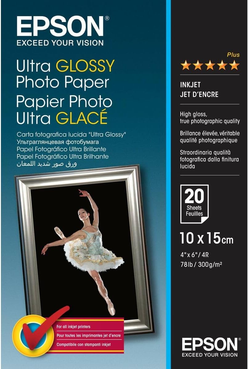 Epson Photo Paper Ultra Glossy,White,10X15 20Shts 300Gr