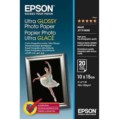 Epson - C13S041926BH - Supports d'impression Jet d'Encre - Papier Photo Ultra Glacé 10x15 (20 f.) - 250g