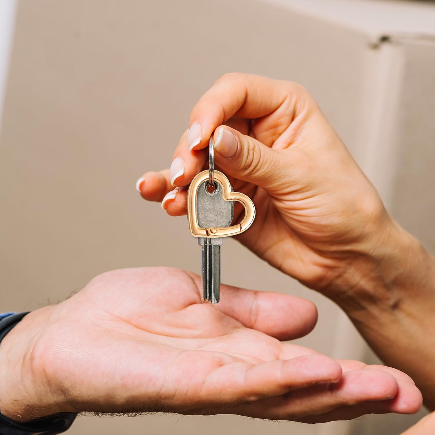 9Pcs 3 Sizes Heart Carabiner, Zinc Alloy Cute Small Carabiner Keychain Clip Spring Snap Clasp Hook Key Ring for Camping Hiking Fishing Traveling (Gold,Silver,Black) - Image 5