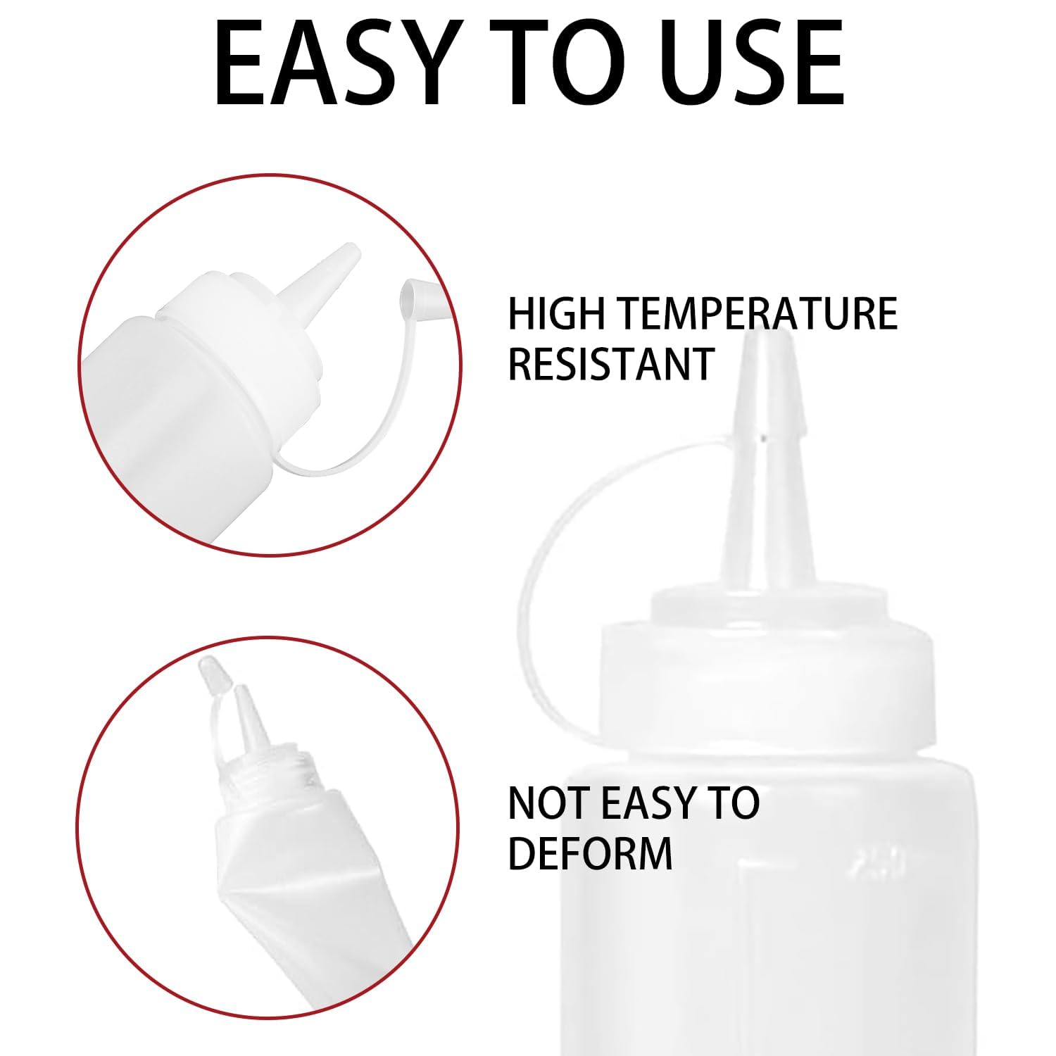 Fizzix 2pcs Plastic Squeeze Condiment Bottles | Leak-Proof, Reusable | Perfect for Sauces, Dressings - Image 3