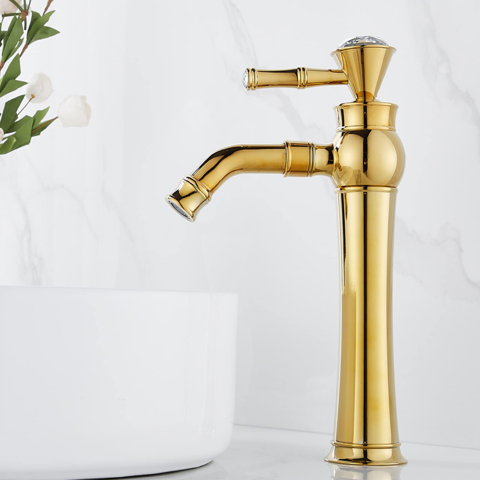 Robinet de lavabo sous comptoir mitigeur salle de bain en laiton eau chaude froide