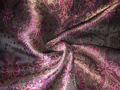 Brocart de soie rose foncé et noir idéal pour votre robe de cocktail