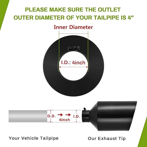 Miniatura 2 de AUTOSAVER88 Punta de escape de entrada de 4 pulgadas, entrada de 4 pulgadas, salida de 10 pulgadas, 15 pulgadas de largo, punta de escape universal