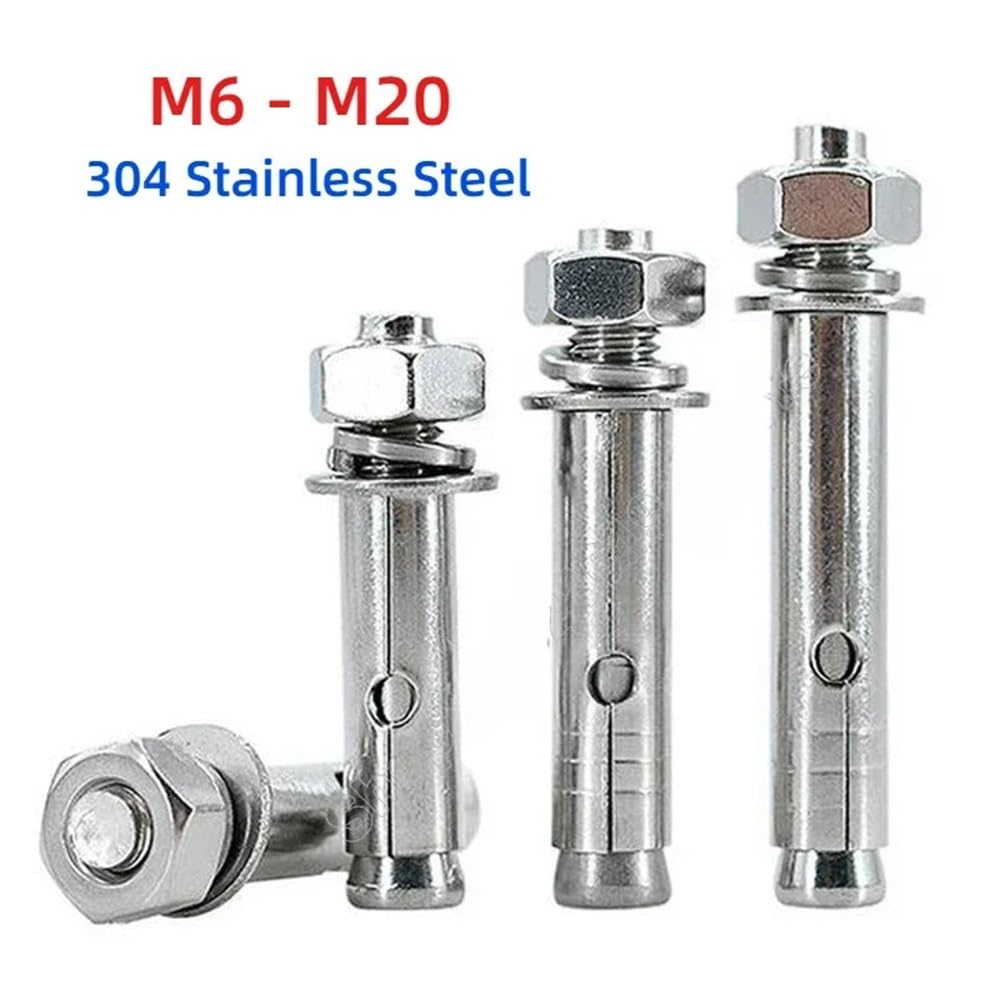 Perno de expansión de acero inoxidable 304, pernos de fijación, anclaje de manguito for hormigón, M6, M8, M10, M12, M14, M16, M20(200mm,M16-1pcs)
