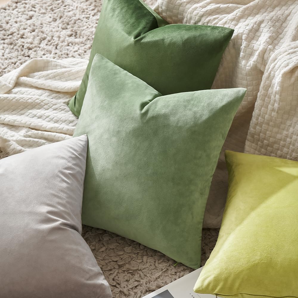 MIULEE Copricuscini Divano Camera da Letto Cuscini Arredo Fodere Arredamento Casa Federe Moderni Elegante Morbido Resistente in Velluto con la Cerniera Invisibile 2 Pezzi 40X40 CM Verde Pisello