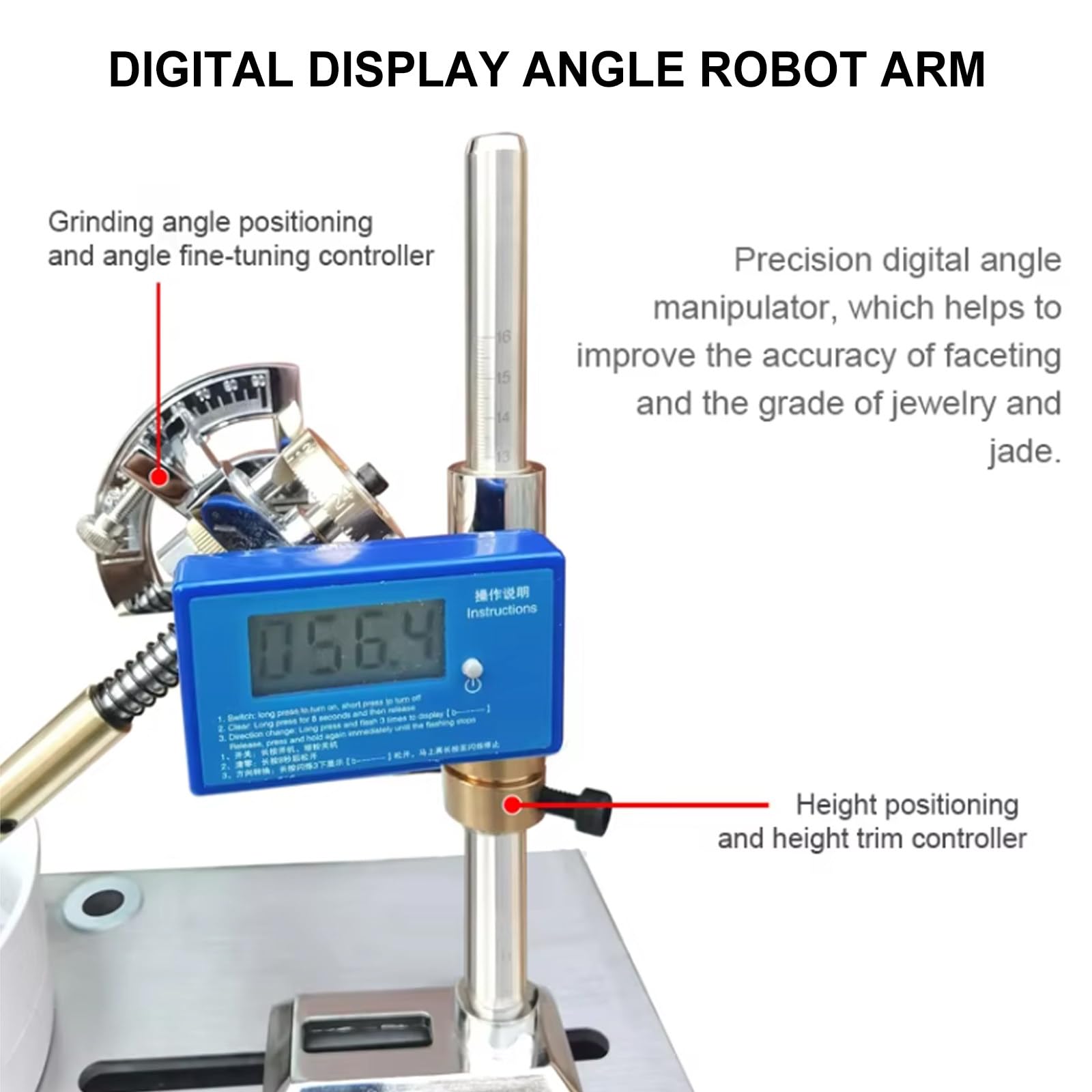 MáQuina Pulidora Y Pulidora De Jade De 180 W, Velocidad De RotacióN Ajustable De 0 A 3000 Rpm, DiáMetro De Muela De 6 Pulgadas, Con Manipulador MecáNico Preciso,220V