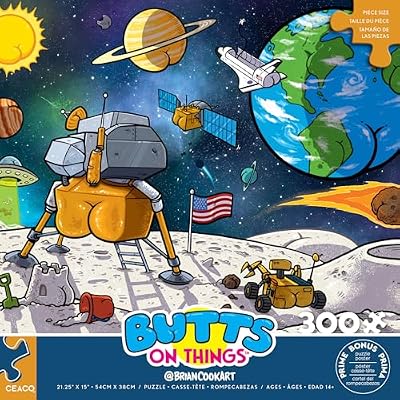 Ceaco - Brian Cook - Butts in Space - Large Piece Jigsaw Puzzle - Relaxing and Fun Activity for Adults