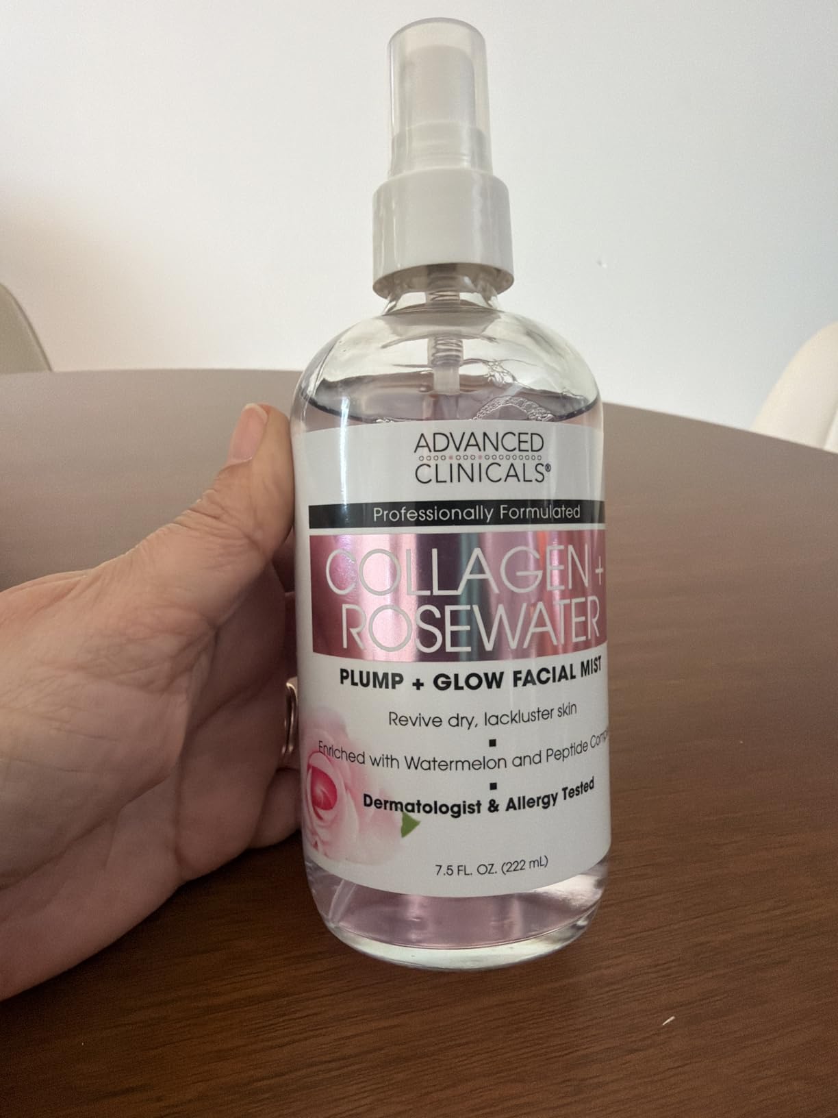 Advanced Clinicals Collagen Rosewater Face Mist Skin Care Reviving & Hydrating Facial Mist for Face | Instant Hydration Face Spray Toner with Pure Rose Water, Collagen, & Natural Extracts, 7.5 Fl Oz