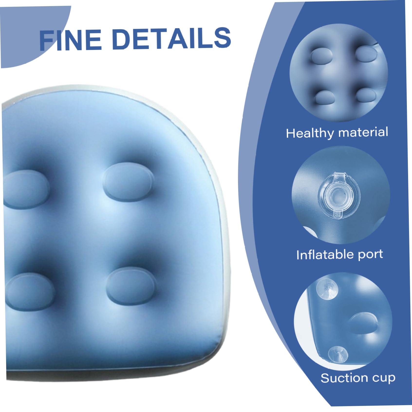 4 pièces 18, 5x14, 6x5, 9 pouces siège d'appoint, sièges de bain à remous gonflables confortables antidérapants en PVC rehausseur gonflable étanche pour piscine maison spa, bleu, sièges de bain à remo