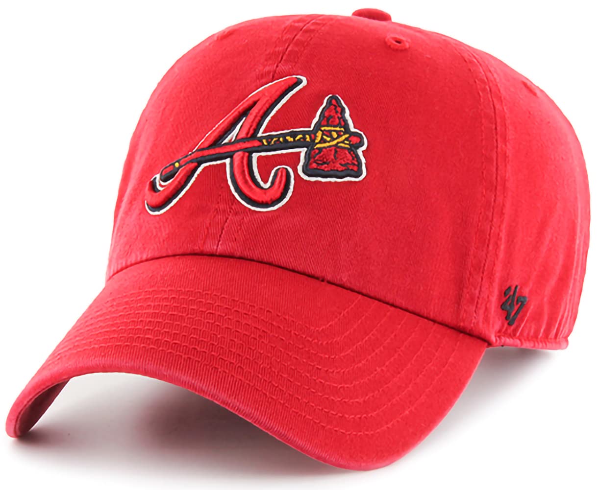 Atlanta Braves Red Alternate Clean Up Adjustable Hat, Adult One Size Fits All