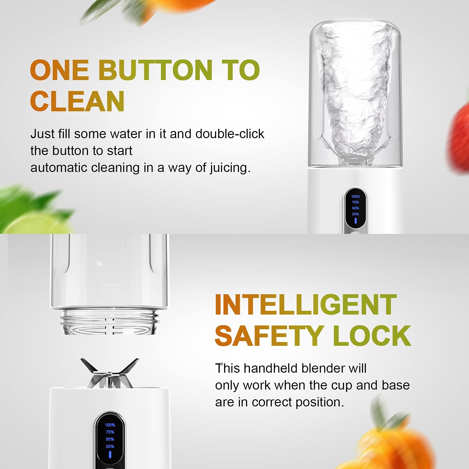 Togala Portable Blender, Smart LCD Display Personal Size Blender USB Rechargeable for Shakes and Smoothies, 15.2Oz Fruit Juice Mixer with Six Blades, Mini Blender to go Sports,Travel, Office, Gym: Home & Kitchen