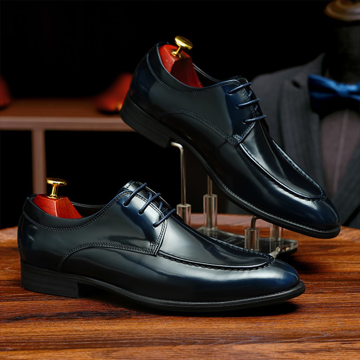 Genérico Derbys Formales Negocios para Hombres Zapatos de Vestir de Uniforme Zapatos de Cuero Pulido con Cordones