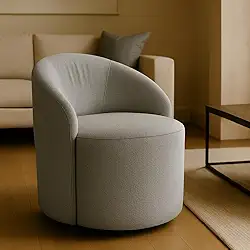 Poltrona Grécia Orgânica Decorativa em Tecido Boucle | Moderna Elegante Confortável com Almofadas (Cinza Escuro)