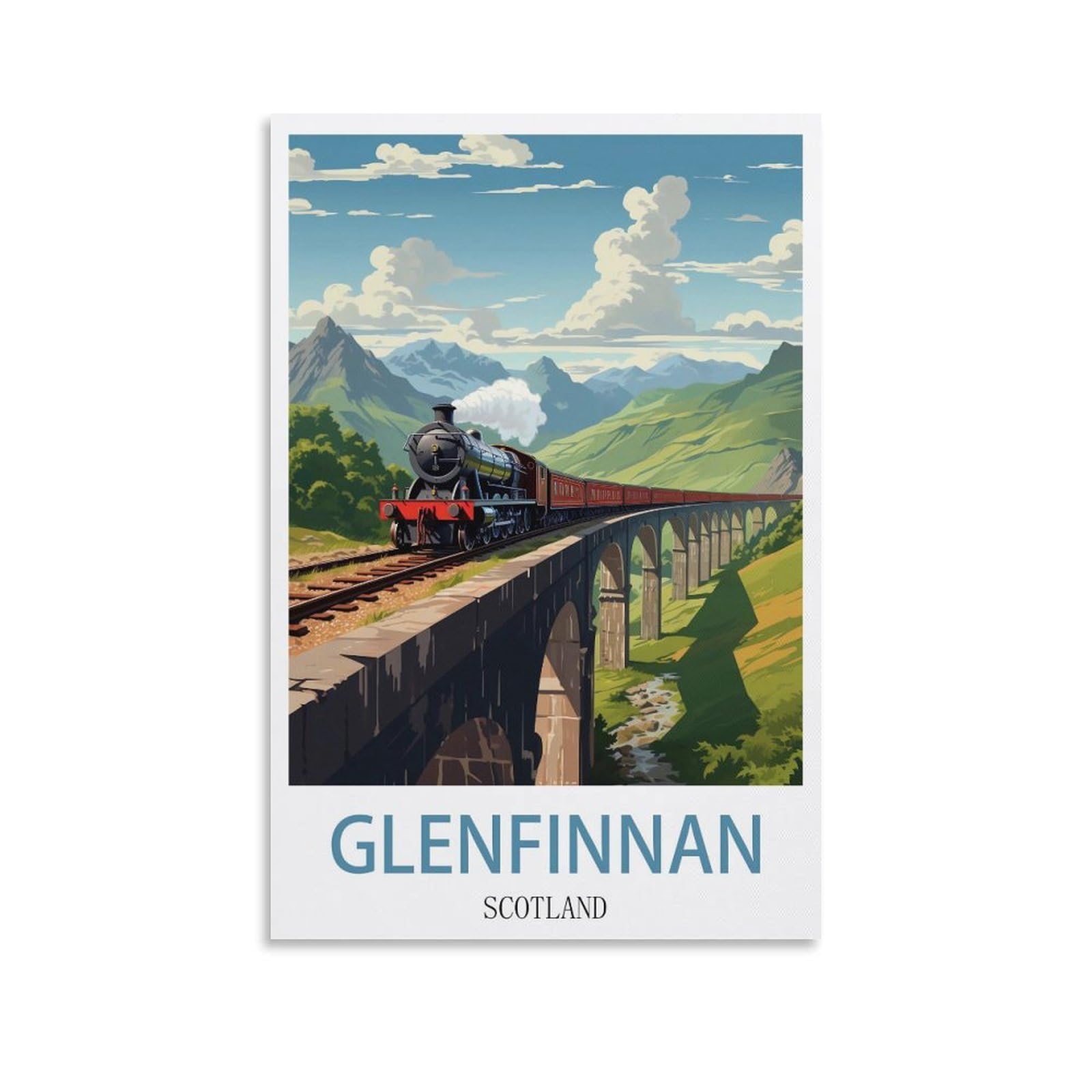 Paint by Number for Adults,Glenfinnan Train Scotland DIY Craft Art Painting Kit Acrylic Pigment Drawing Paintwork for Gift Home Wall Decor 20x30cm