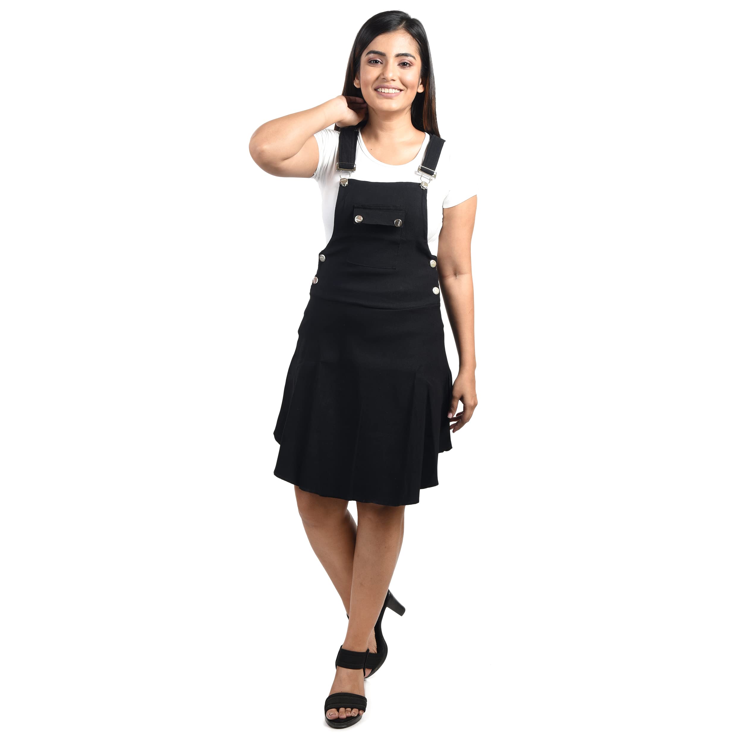 fariha fashions Cotton Blend Knee Length Women's Dungaree Dress with Top-picture-28
