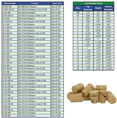 GSC International CS-16-100 Cork Stopper, Size 16 (Pack of 100)