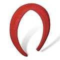 Leonyvie Velvet Padded Puffy Soft Headband, Bright Red Thick Headband (4 CM Wide)