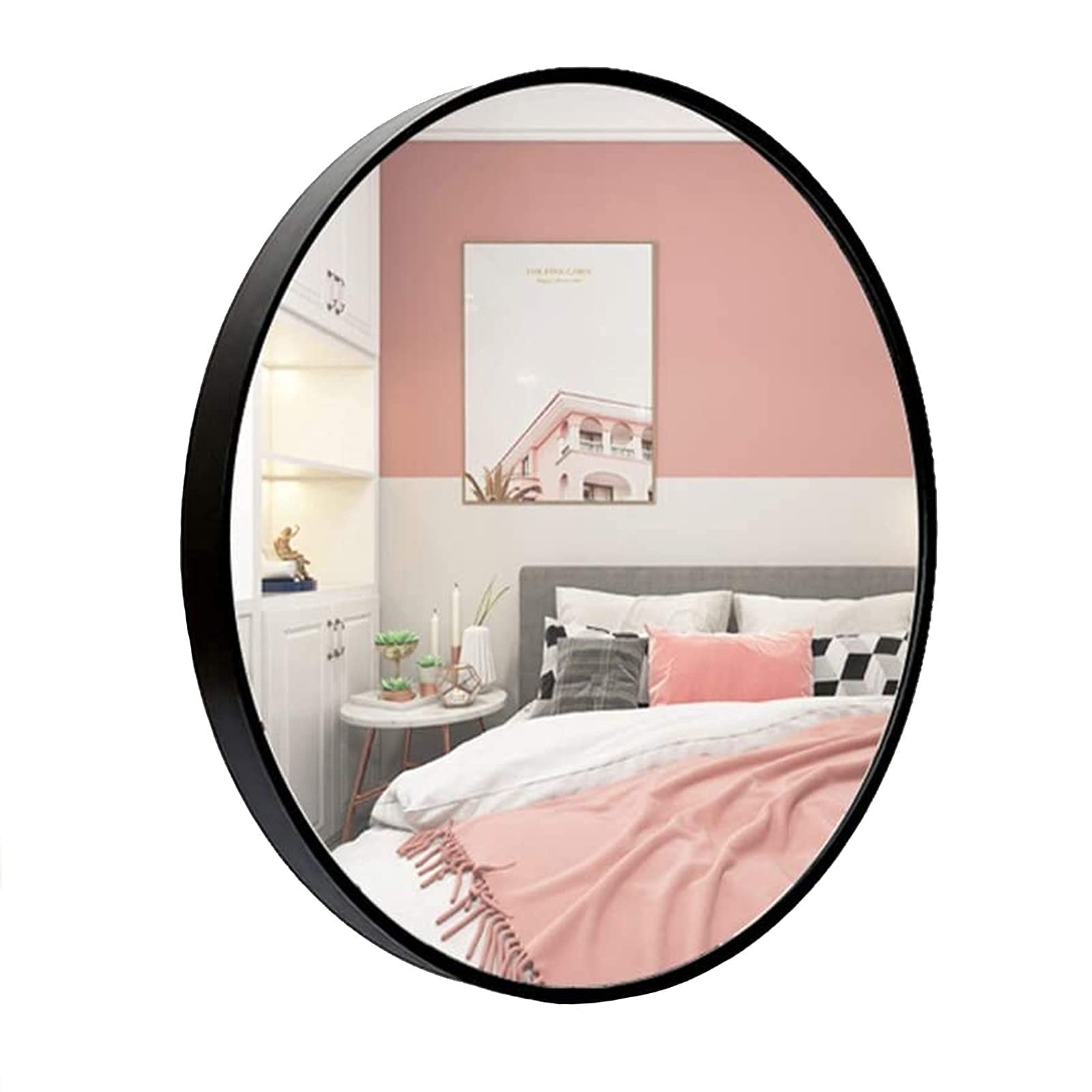 TYUHDUYUR Large Round Wall Mounted Mirror for Bathroom | Cicular Wall Mirror | Decorative Mirrors for Wall | Vanity Shaving Make up Mirrors Living Room Entryway Bedroom 40Cm 50Cm 60