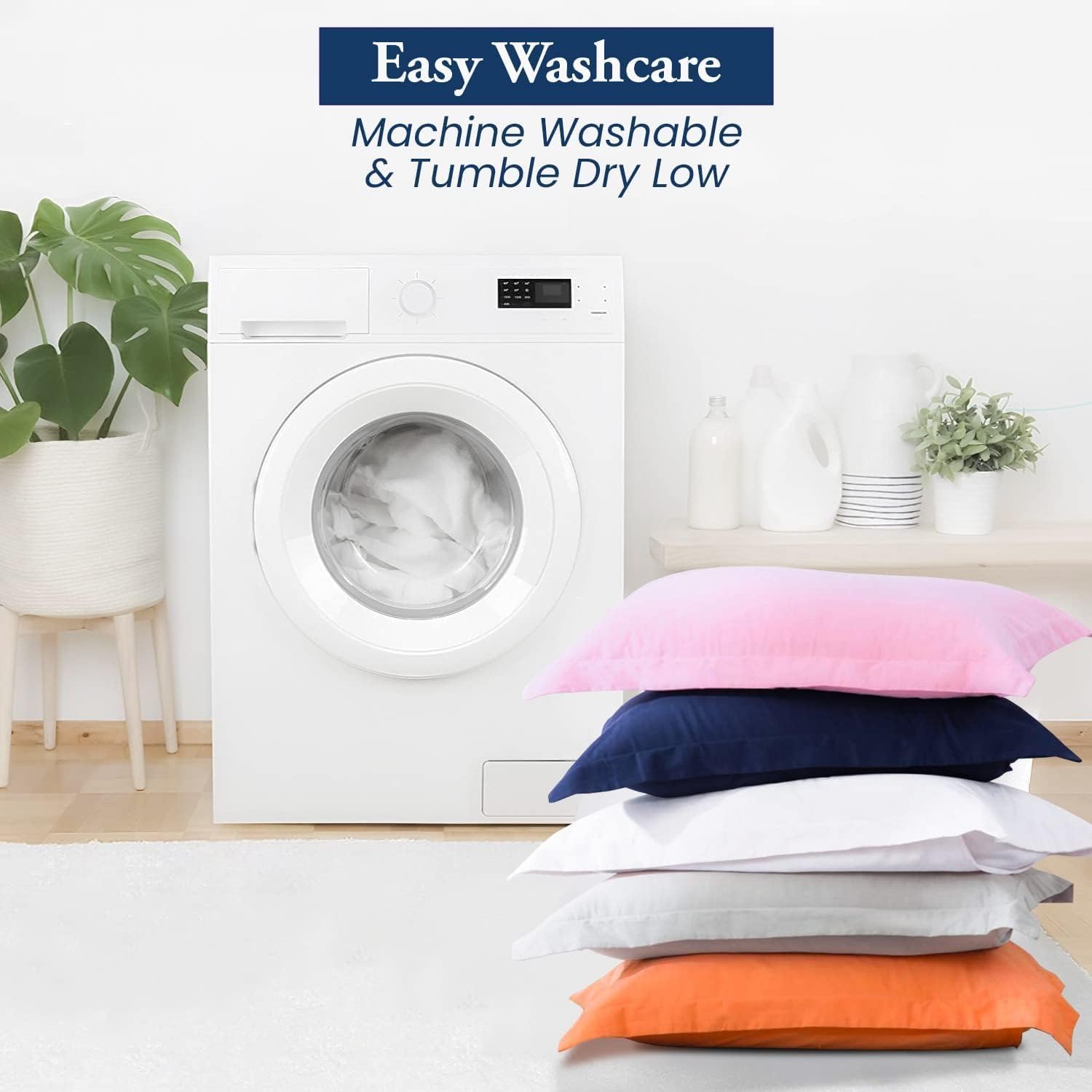 Pillow Shams Standard Size Set of 2, 600 Thread Count 100% Egyptian Cotton Pillow Shams Cushion Cover for Bed Pillows (Pinch Standard 20x26 Inch, Navy Blue)