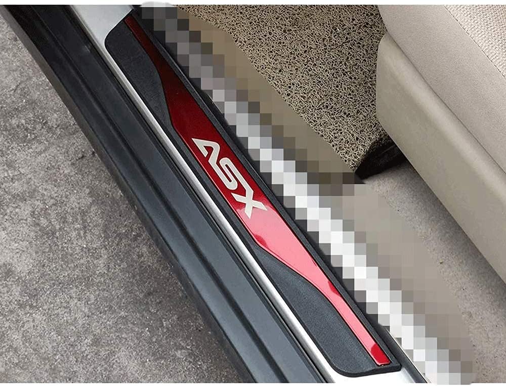 Foxbog 4PCS Stainless Steel Door Sill Protector for Mitsubishi ASX 2011-2021, Car Door Guard Pedal Cover Non-Slip Anti-Scratch Protector Trim Stickers