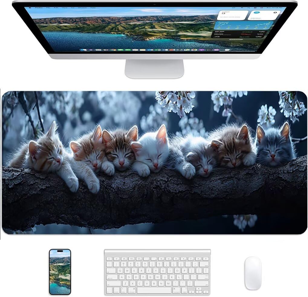 Genérico Lpfieonn Gato Gaming Alfombrilla Ratón 160x80cm PF-2605
