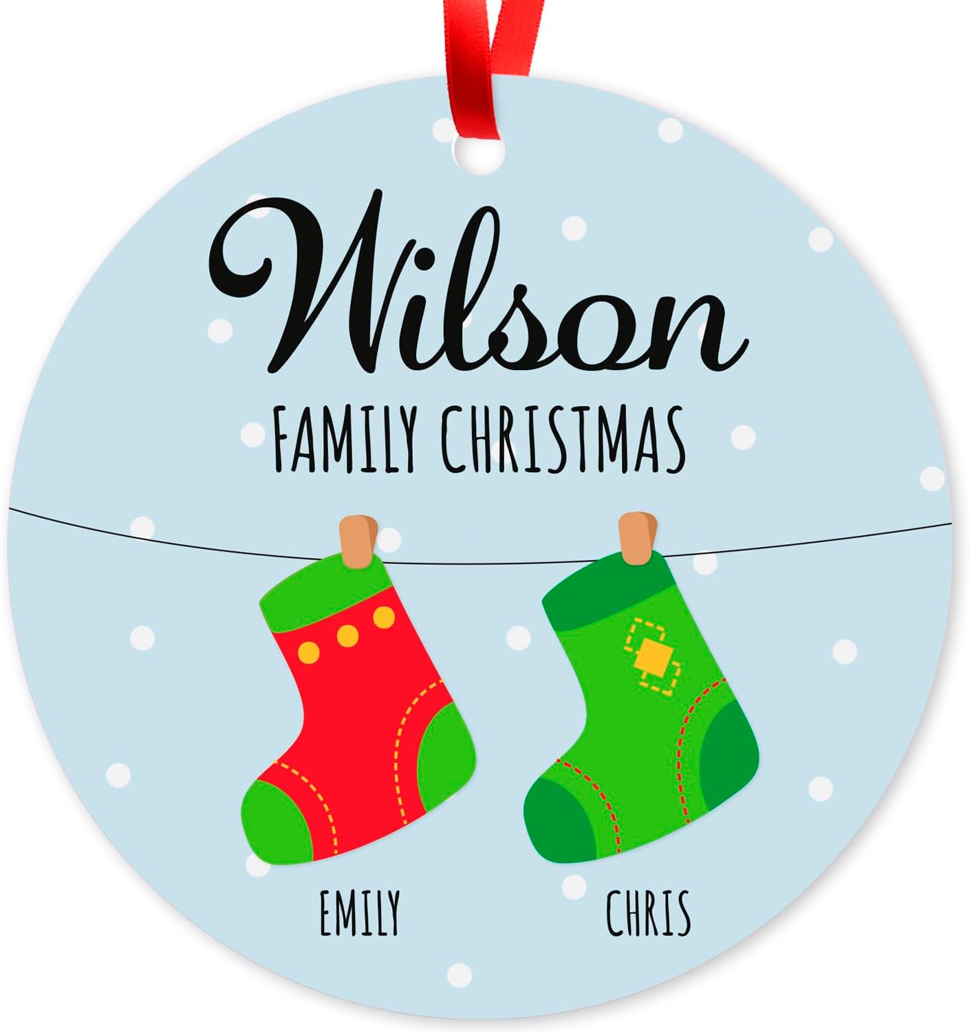 Soul Décor Custom Christmas Ornament, Personalized Initial Name 2025 Ornament for Christmas Tree Decoration, Velvet Pouch Included, Large 3.75" Round ACM Ornament