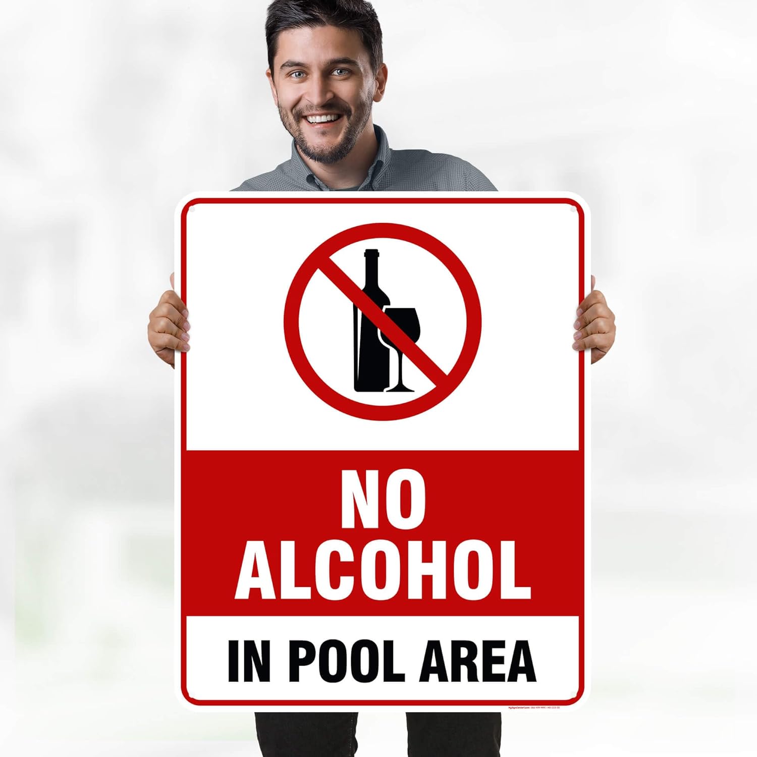 No Alcohol In Pool Area Sign, 24x30 Inches, 55 mil thick HDPE (high density polyethylene), Made in USA by My Sign Center