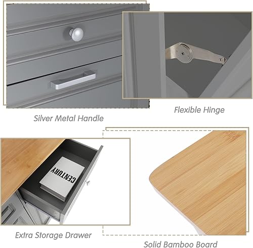 Miniatura 6 de Scurrty Armario de basura extraíble de madera de 39 pulgadas para isla de cocina, contenedor abatible para reciclaje de eliminación de basura, hecho