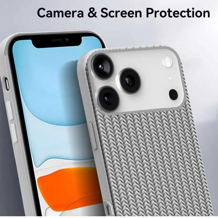 Image of Compatible with iPhone 17 Pro | Premium Textured Microfiber Candy Protective Case | Shock-Absorbing Back Cover with Enhanced Camera Guard (Gray)