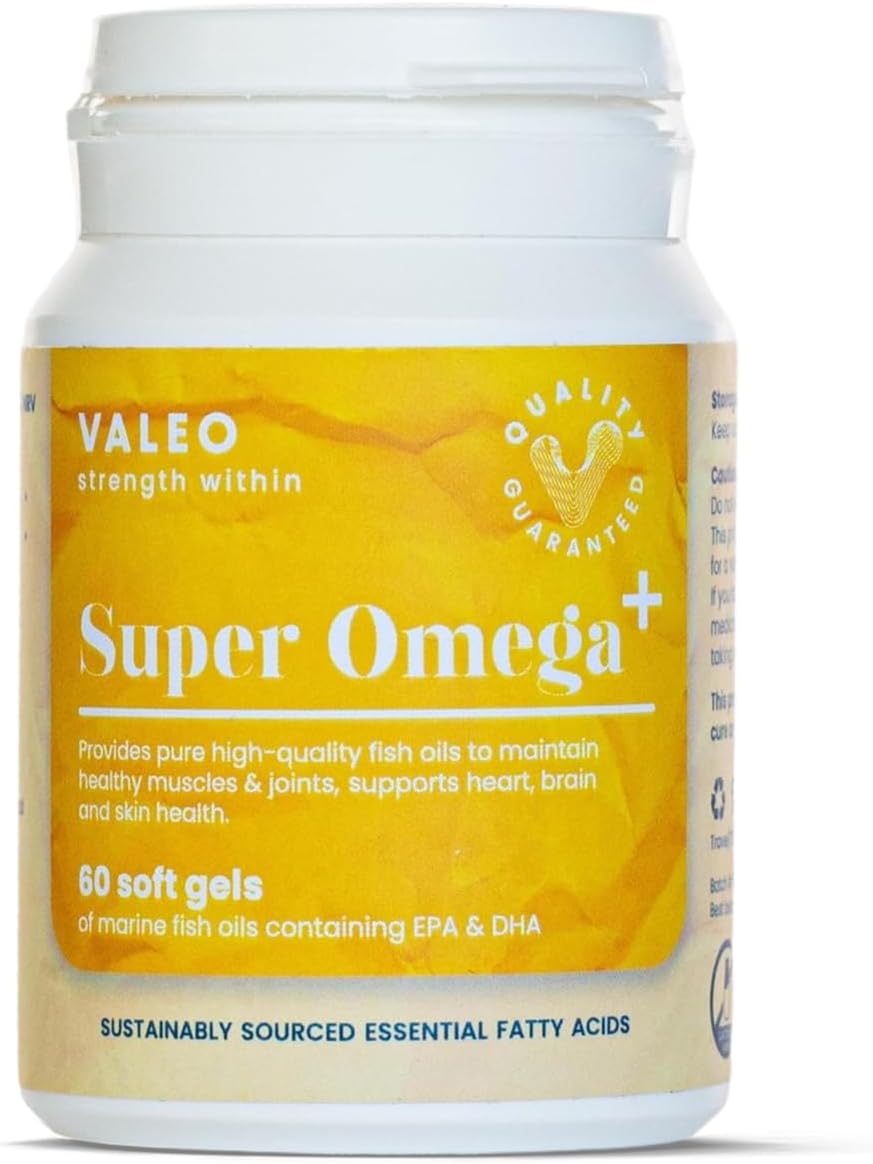 Valeo Super Omega+ – Omega-3 Fish Oil 1200mg with EPA & DHA | 60 Softgels | Supports Heart, Brain, Eye & Joint Health | Healthy Cholesterol & Anti-Inflammatory Support