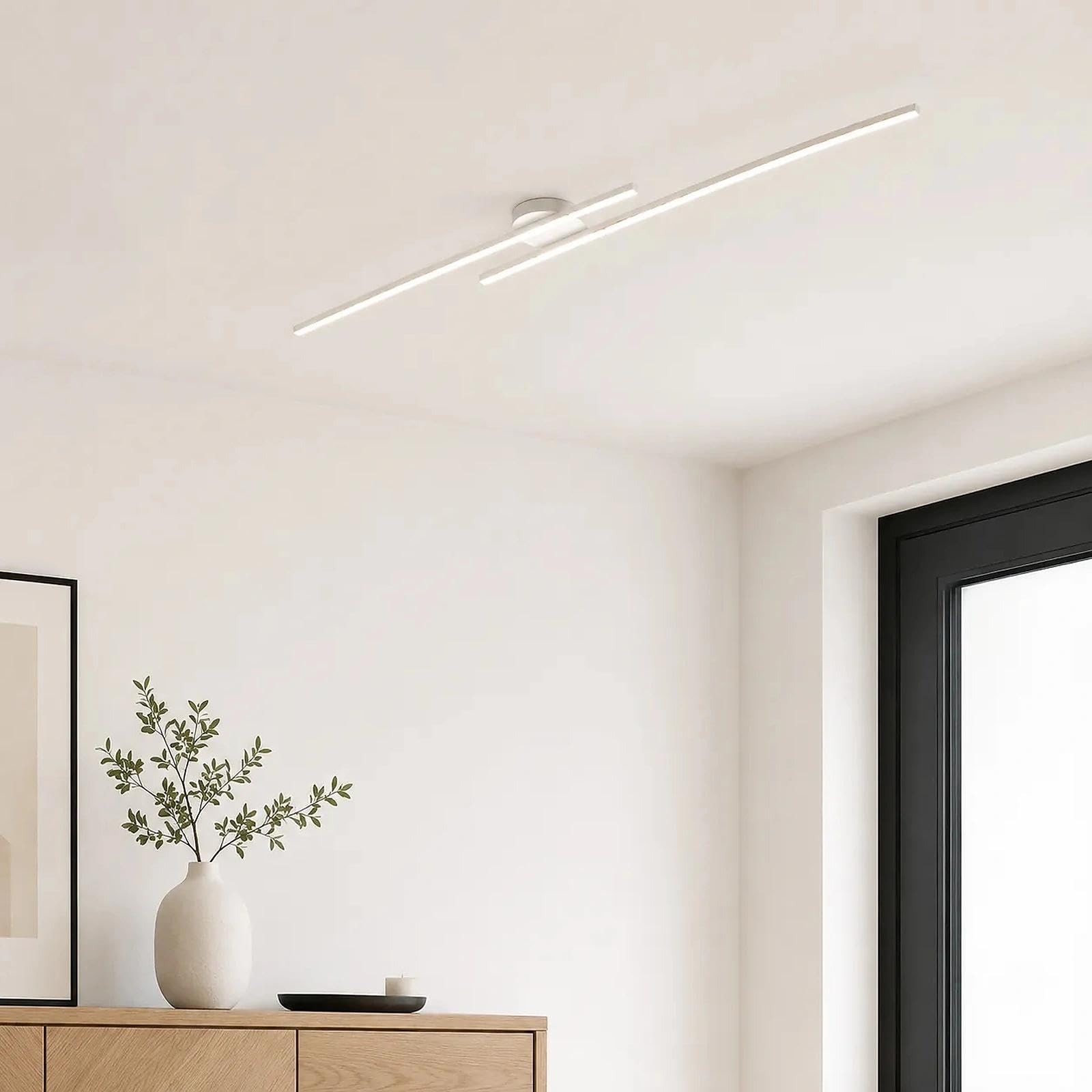 LED Ceiling Light Dimmable Linear Flush Mount Lamp with Remote (White,100cm)