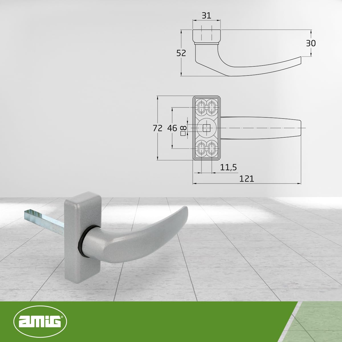 Amig 20421 - Delta Handle Lacquered Silver Piece, Silber, 121 x 72 mm - Image 3