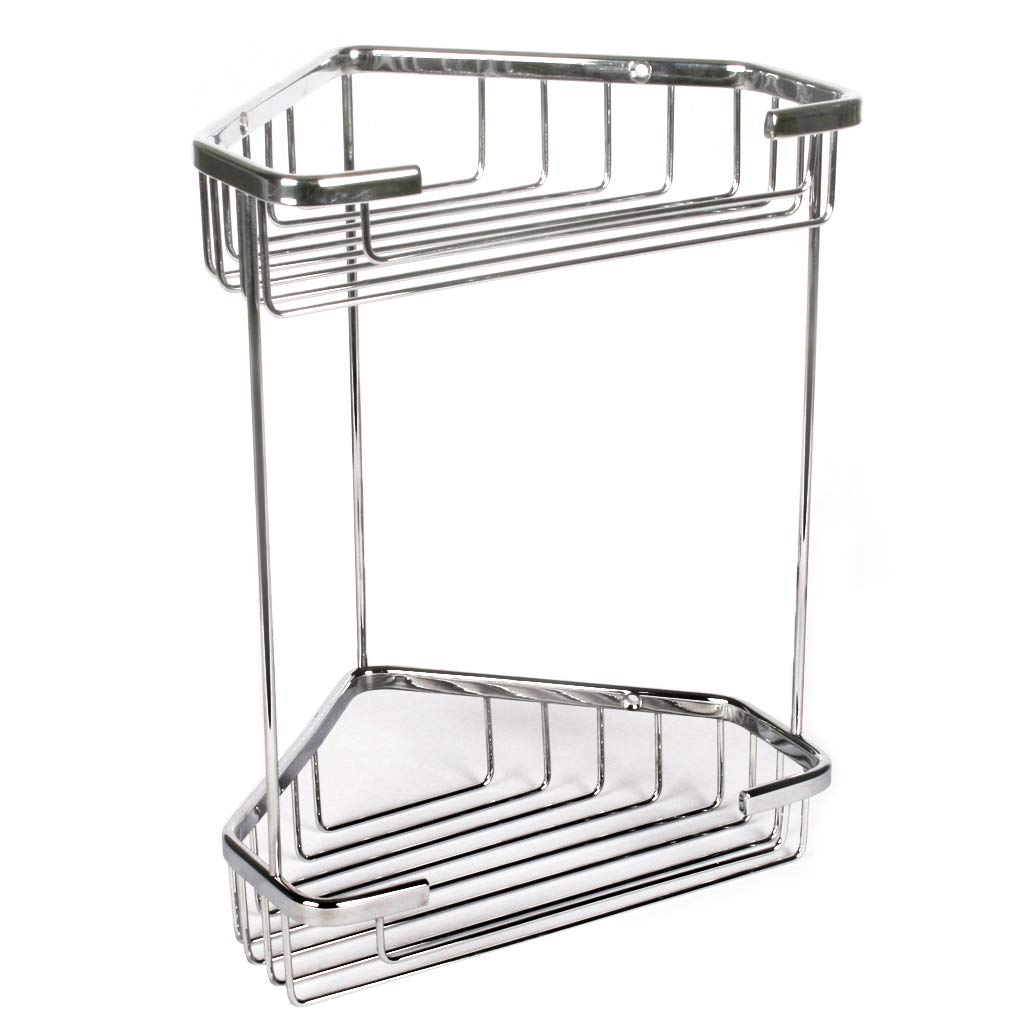 TATAY Porta Sapone per Doccia Mensola Angolare a 2 Livelli in Ottone | Include Viti | Supporta 14 kg | Compatibile con Sistema Senza Fori| Resistente all’Umidità | 17,5 x 17,5 x 26,5 cm – Modello Krom